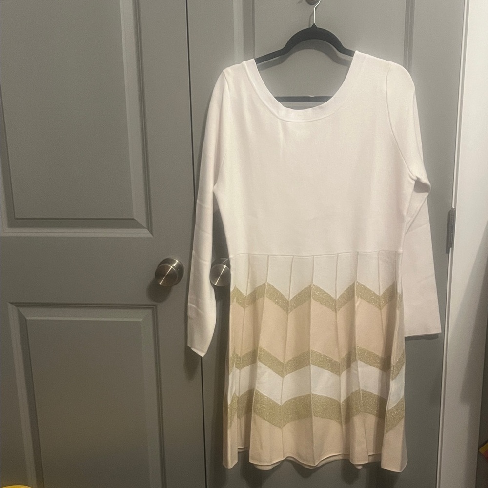 Cato Cream and Gold Midi Dress